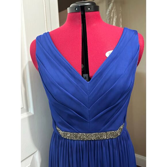 David’s Bridal Cobalt Blue Rhinestone Waist Bridesmaid Formal Dress 10 L W11092 - Picture 3 of 16